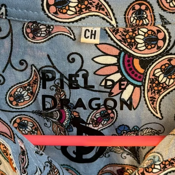 Baby blue paisley button up - Picture 3 of 3